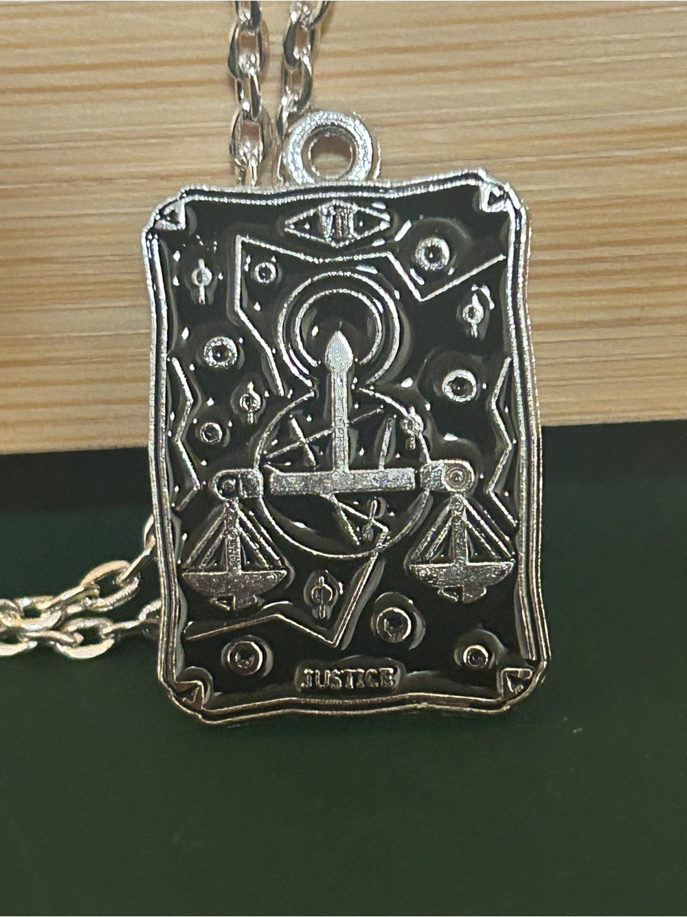 Justice Tarot Card Pendant Necklace